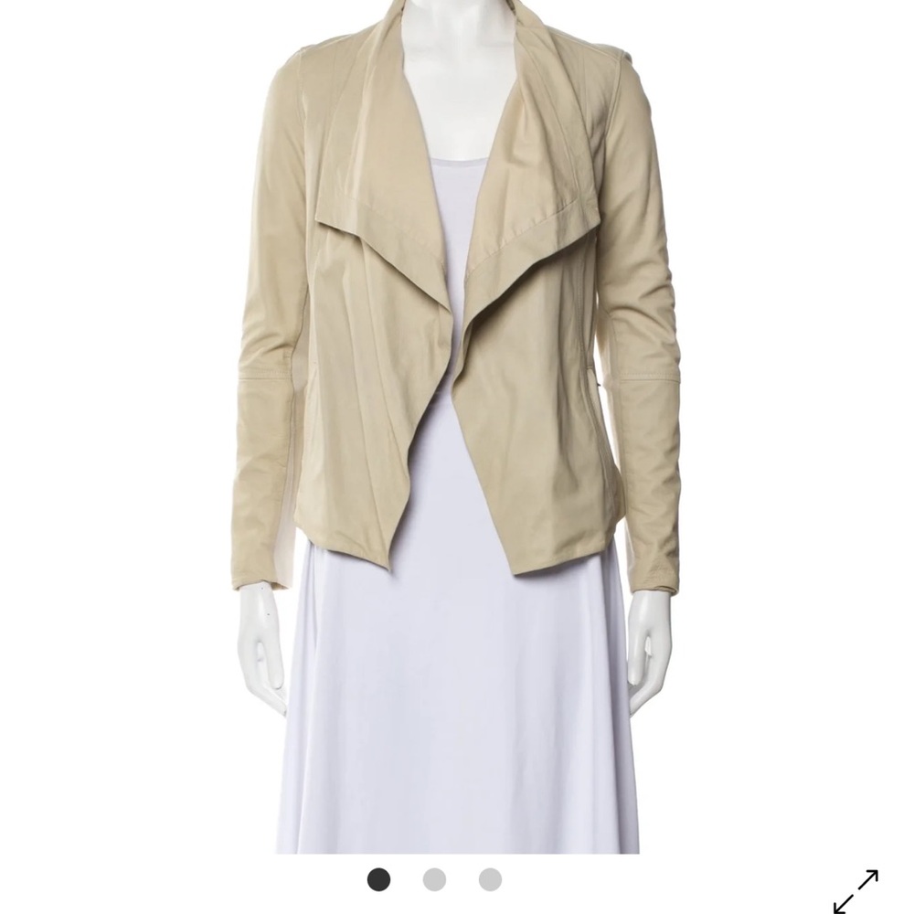 Vince Paper Leather Jacket with Draped Front in Cream